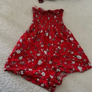 Red Floral Romper